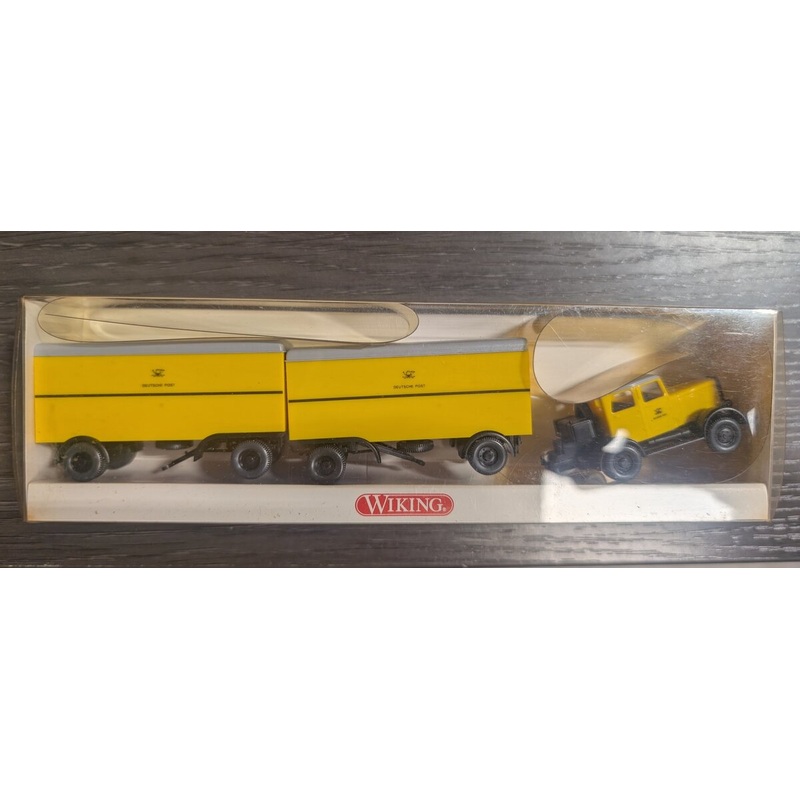 Wiking 8540132 HO Deutsche Postal Delivery Vehicle w/2 Trailers