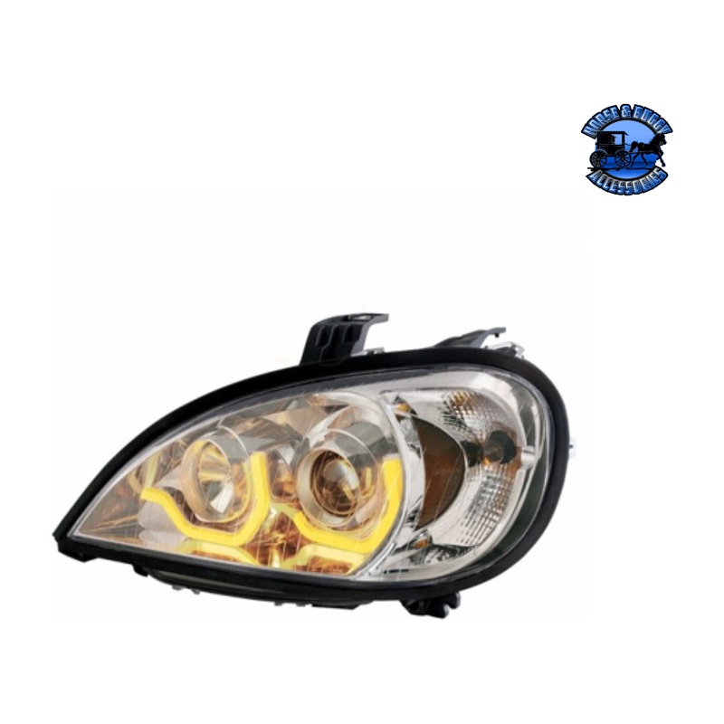 PROJECTION HEADLIGHT WITH DUAL FUNCTION LIGHT BAR FOR 2001-2020 FREIGHTLINER COLUMBIA (Choose Color) (Choose Side)