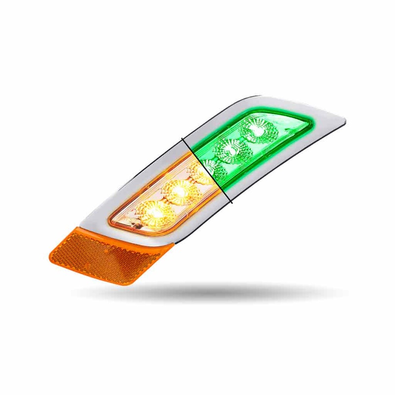 TLED-P300AG Amber to Green Peterbilt LED Fender Light 5 Diodes | Driver Side