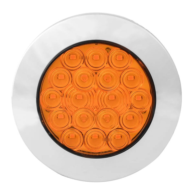 4 FLEET AMBER/AMBER 18 LED FLANGE MOUNT W/BEZEL, 3 PRONG