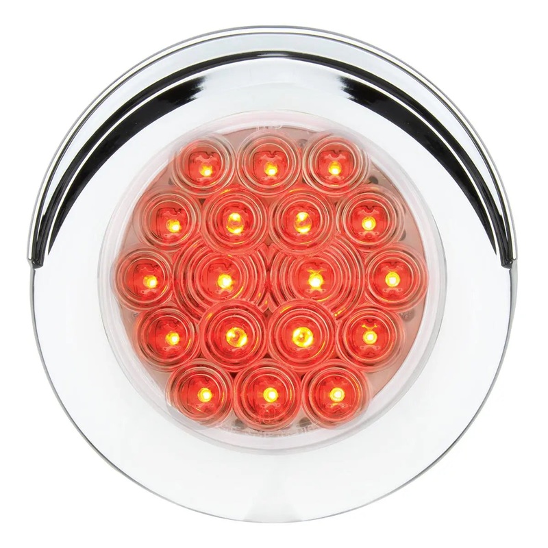 4 FLEET RED/CLEAR 18 LED FLANGE MT. W/VISOR BEZEL, 3 WIRES