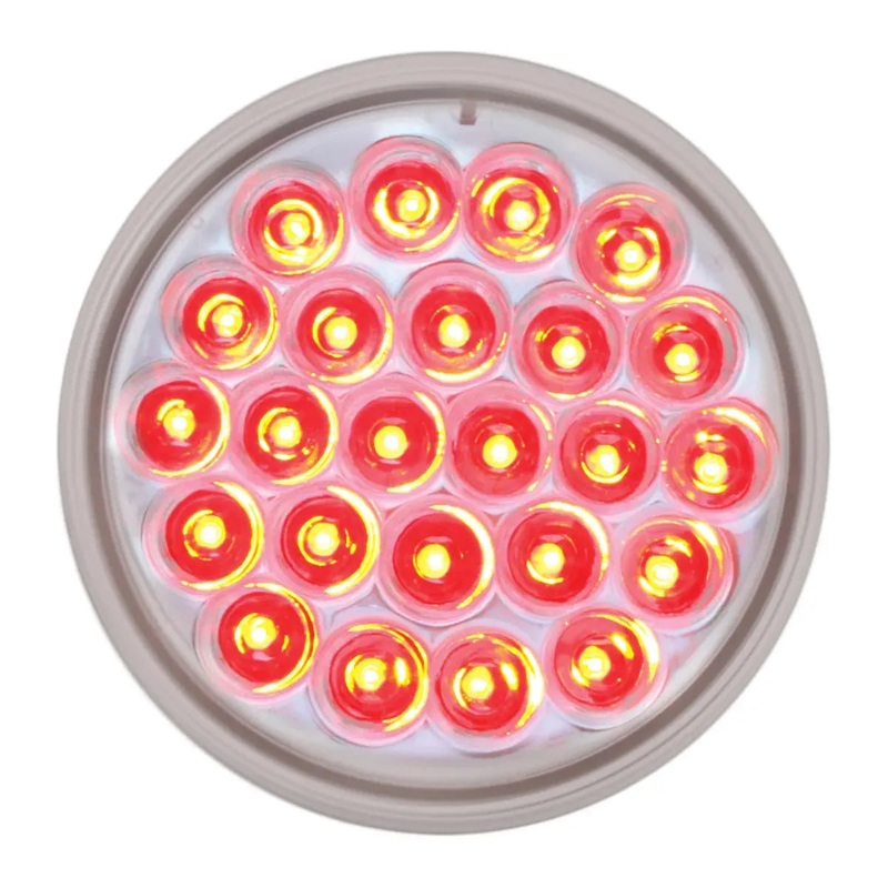 4 PEARL RED/CLEAR 24-LED 6-PULSE STROBE LIGHT, 9V-36V