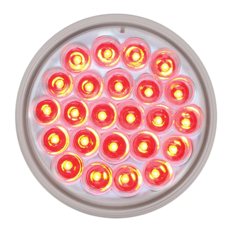 76465 #1 4 PEARL RED/CLEAR 24LED STROBE SEALED LIGHT, 9~36V