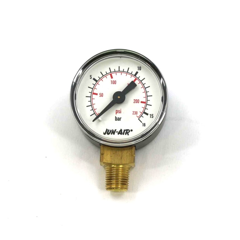 GAST (IDEX) – 5130000 – JUN AIR PRESSURE GAUGE0-16BAR  1/8 MALE DOWN