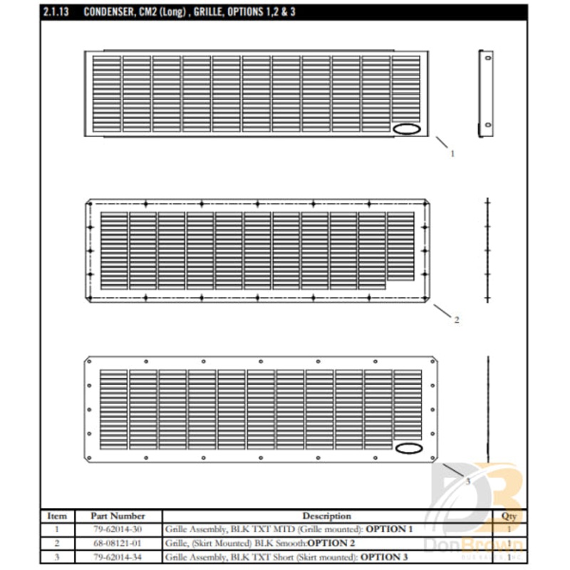 GRILL ASSY, CM3 BLUEBIRD,BLACK TEXTURED 79-62014-34
