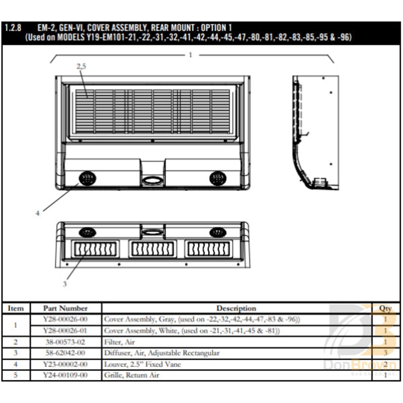 GRILLE, RETURN AIR EM-2 GEN VI Y24-00109-00