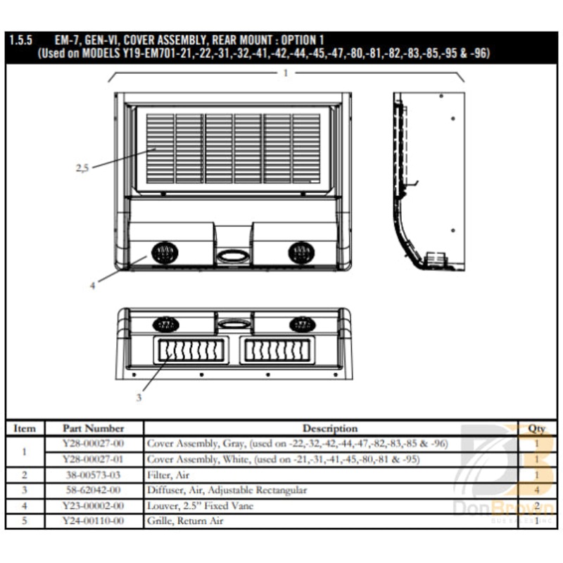 GRILLE, RETURN AIR EM-7 GEN VI Y24-00110-00