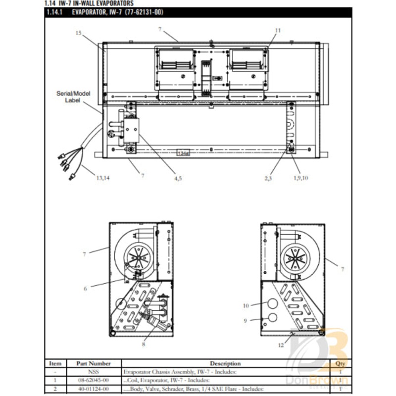 MOTOR, BLOWER, EVAP,12VDC,.3HP 54-00606-00